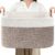 65L Collapsible Woven Rope Laundry Basket with Handles-White/Brown | 21x16x12 Foldable Rectangular Blanket Basket for Toys, Clothes & Pillows,Ideal for Nursery, Bathroom, Bedroom, Living Room