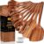 Wooden Spoons for Cooking, 10PCS Teak Wood Cookware Utensil Set with Hooks – Smooth Finish, Non-Stick, Comfortable Grip, Heat Resistant Kitchen Utensils