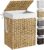 SONGMICS Laundry Hamper with Lid, 23.8 Gallon (90 L) Synthetic Rattan Clothes Laundry Basket with Lid and Handles, Foldable, Removable Liner, Goose Yellow ULCB51NL
