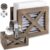 Autumn Alley Farmhouse Napkin Holder and Adorable Farmhouse Salt and Pepper Shakers Set With Wood Holder – Western Kitchen, Galvanized Metal – Upright Rustic Napkin Holder Rustic Kitchen Décor (Brown)