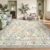 8×10 Area Rugs, Machine Washable Low Pile Floral Rugs for Living Room, Bedroom, Large Boho Area Rug with Non-Slip Backing for Dining Room(Beige Floral)
