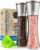 Home EC Premium Stainless Steel Sea Salt and Pepper Grinder Set of 2 – Adjustable Ceramic – Tall Glass Salt and Pepper Shakers – Kitchen Spice Mill W/Funnel & EBook