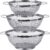 3 Pack 18/8 Stainless Steel Colander Sieves(5-Quart, 4-Quart and 3-Quart), Mesh Strainer Net Baskets with Handles & Resting Base for Strain, Drain, Rinse or Steam